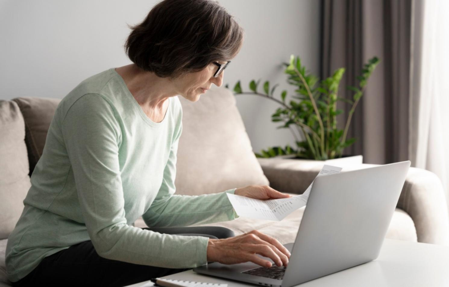 Financial analysis workspace with documents and calculator